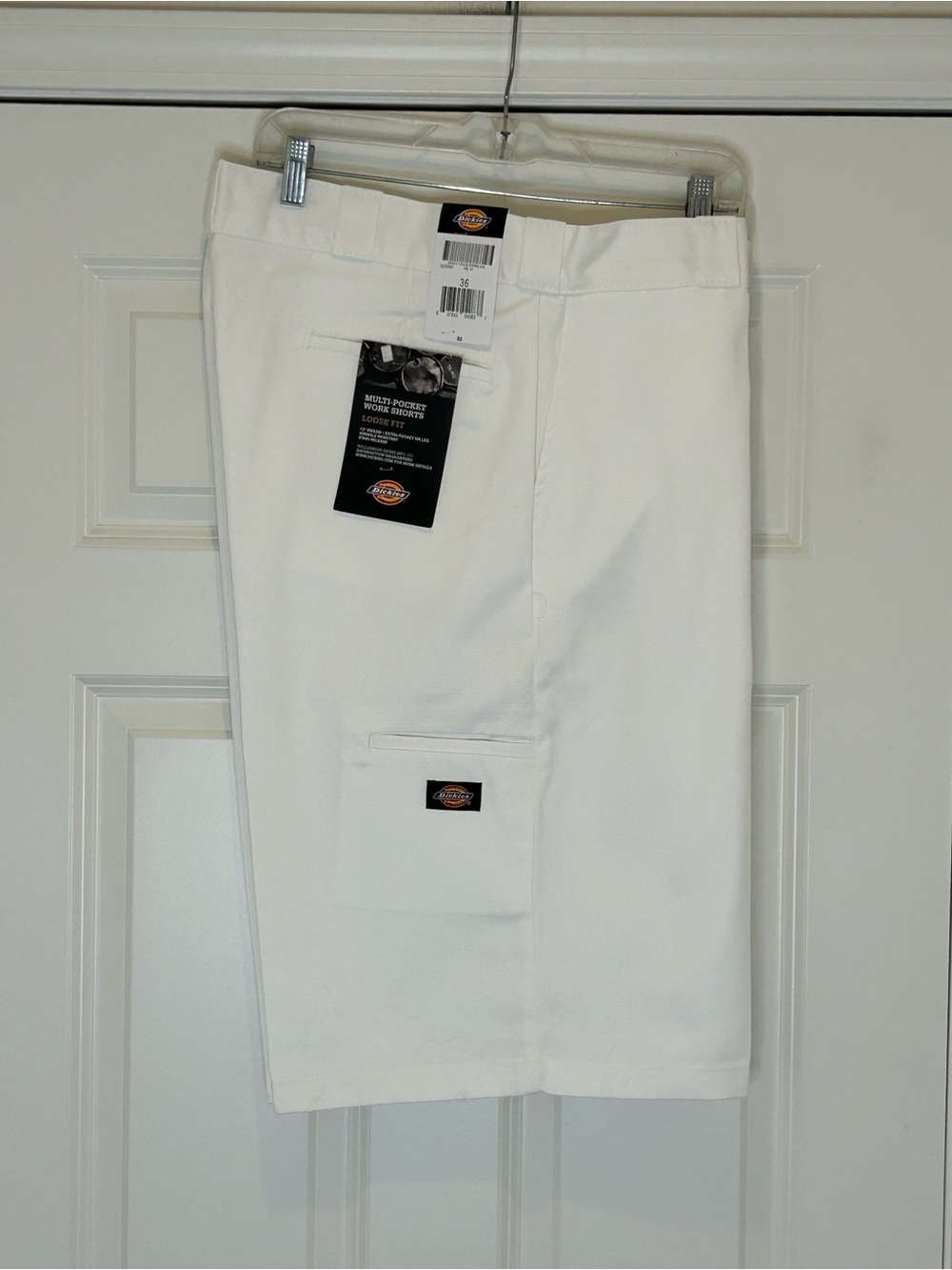 Dickies Multi Pocket Loose Fit White Cargo Work Shorts Size 36 NWT